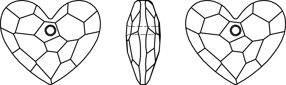Swarovski Crystal Pendants - 6264 - Truly in Love Heart - Designer Edition Line Drawing